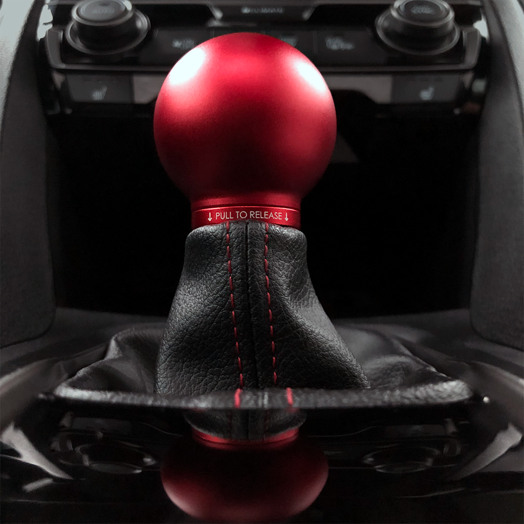 POCO Low-Profile Shift Knob in Satin Red Anodized Finish